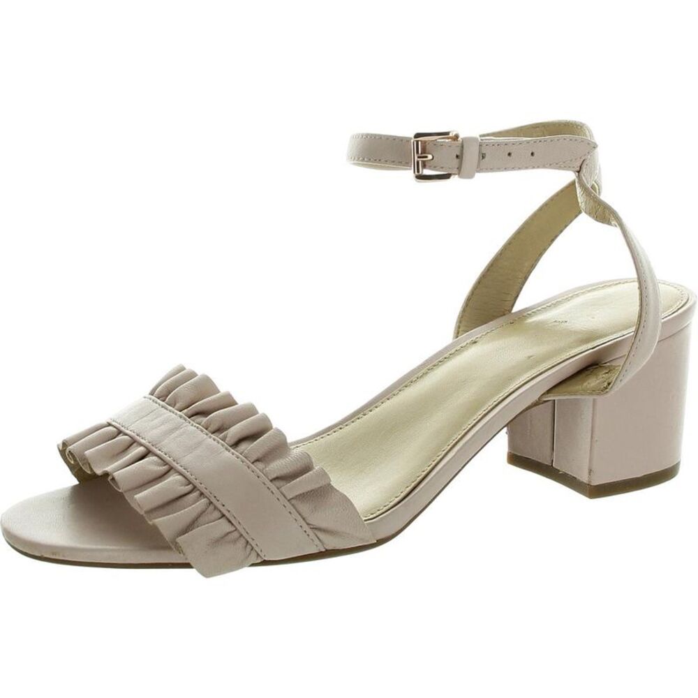 MICHAEL Michael Kors Womens Pink Ruffled Leather Block Heel Used